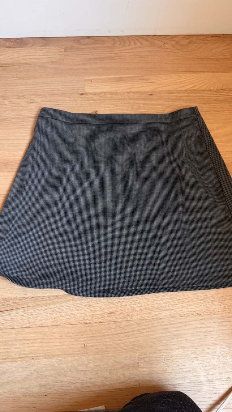 RIHOAS Gingham Grey Houndstooth Pattern A-Line Mini Skirt XL NWT